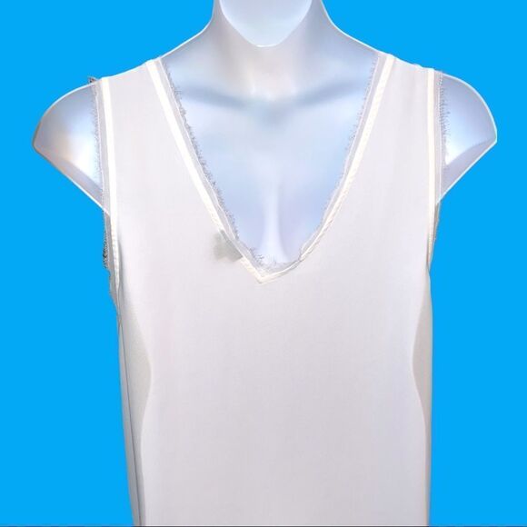 Torrid creamy white semi sheer sleeveless top with soft lace edges! - Picture 5 of 6